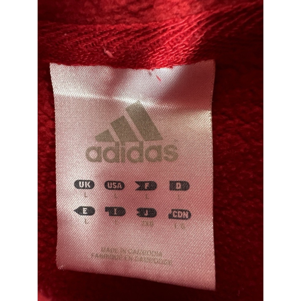 Adidas Hoodie Mens Large Red Black Pullover Spell Out Athletic Sweatshirt - Picture 3 of 7